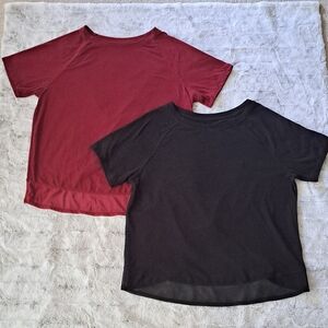 Avia Maroon Black Set Of 2 Athletic Lightweight Short Workout Shirts.  Size S.